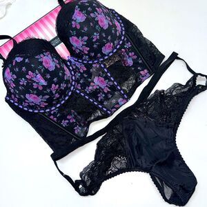 🔥Victoria's Secret Floral Bra and Panty  brA S-DD Dream angel lined panty M new